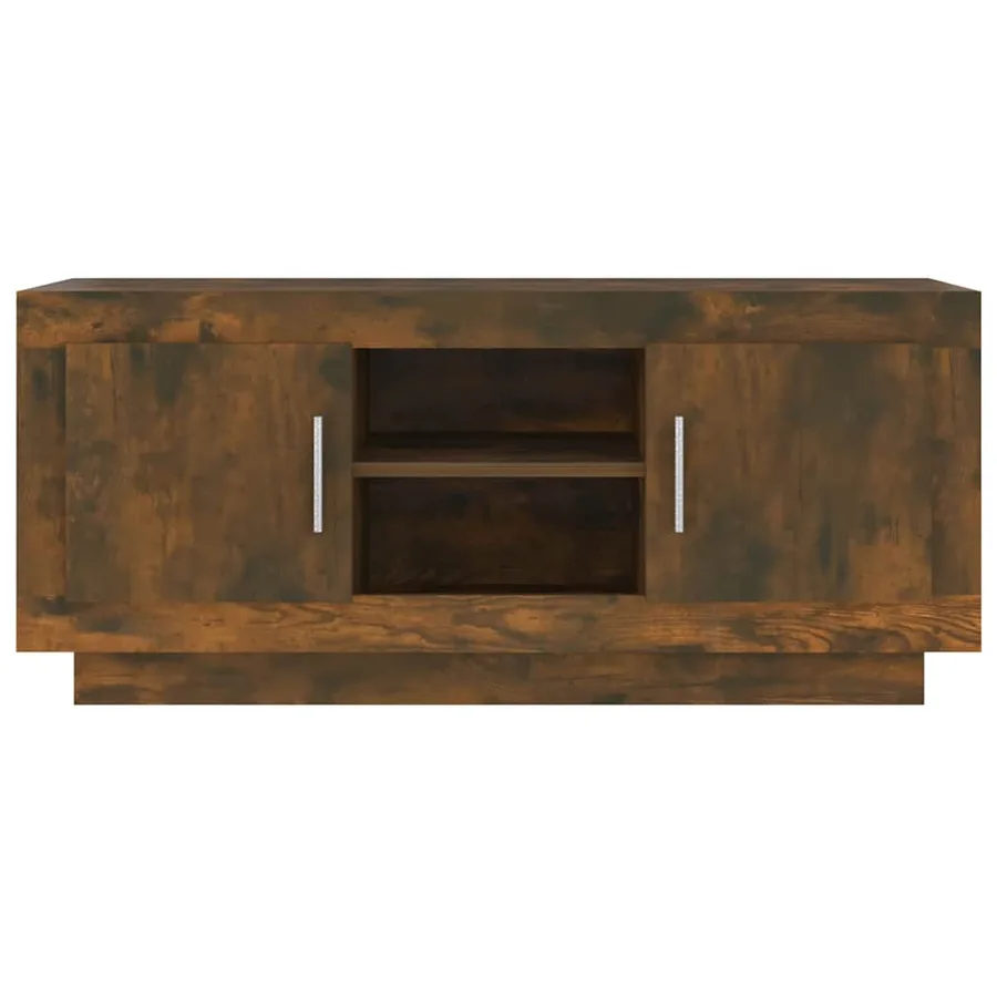 Meuble TV chêne fumé 102x35x45 cm bois d'ingénierie - 5