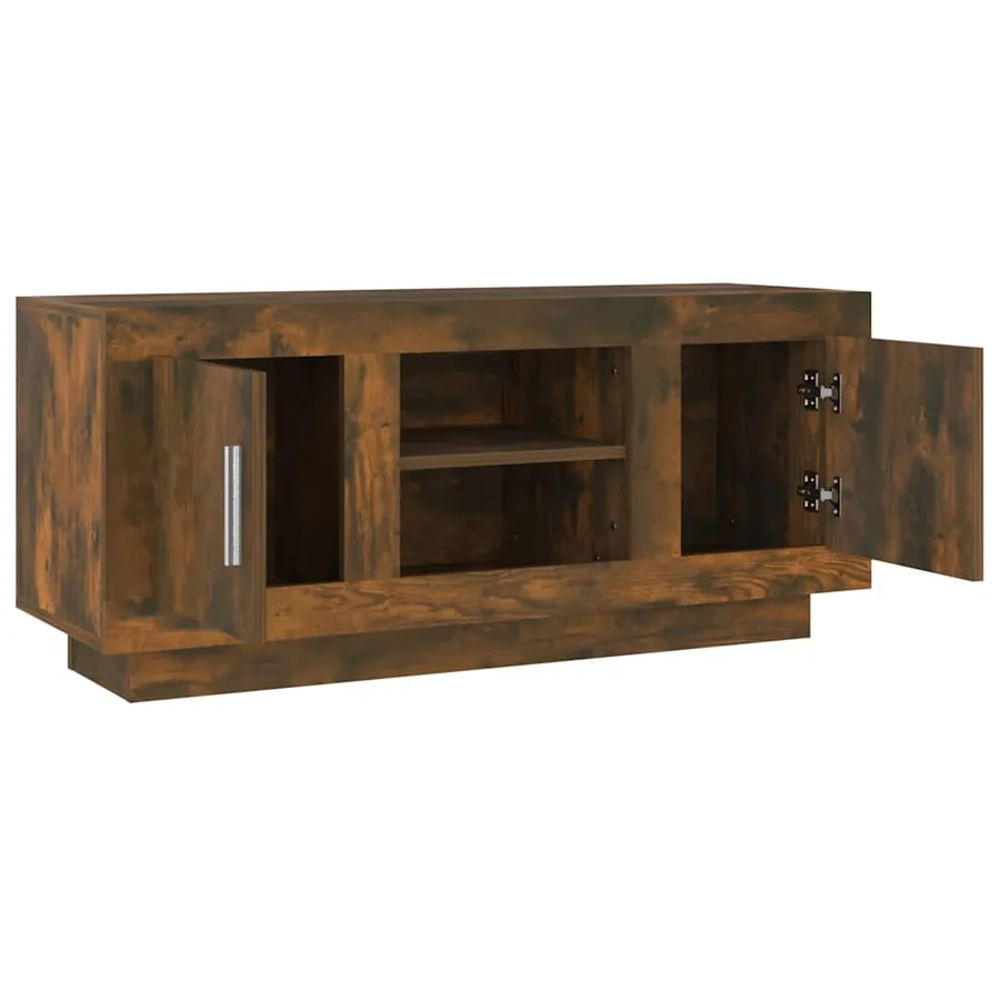 Meuble TV chêne fumé 102x35x45 cm bois d'ingénierie - 7