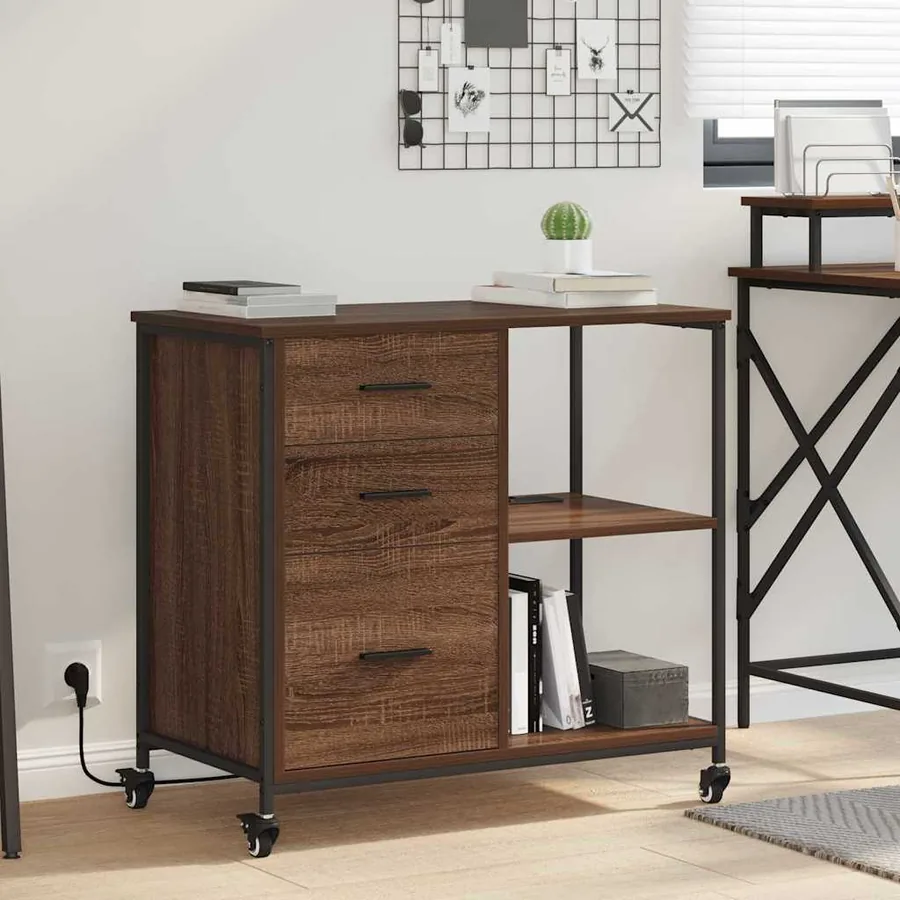 Cabinet avec Station de Charge Chêne brun 76 x 41 x 72 cm