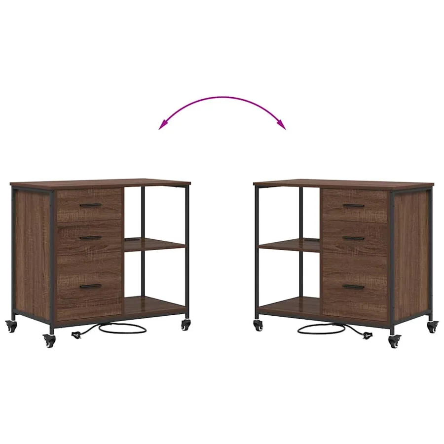Cabinet avec Station de Charge Chêne brun 76 x 41 x 72 cm - 11