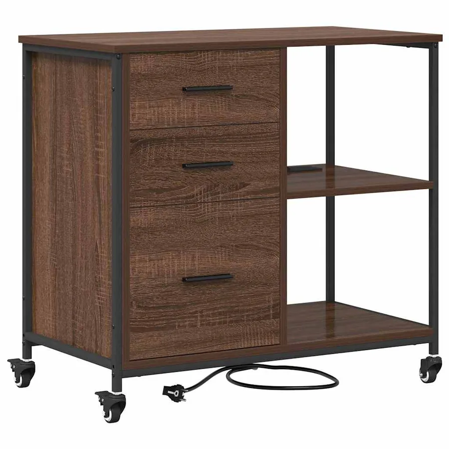 Cabinet avec Station de Charge Chêne brun 76 x 41 x 72 cm - 2