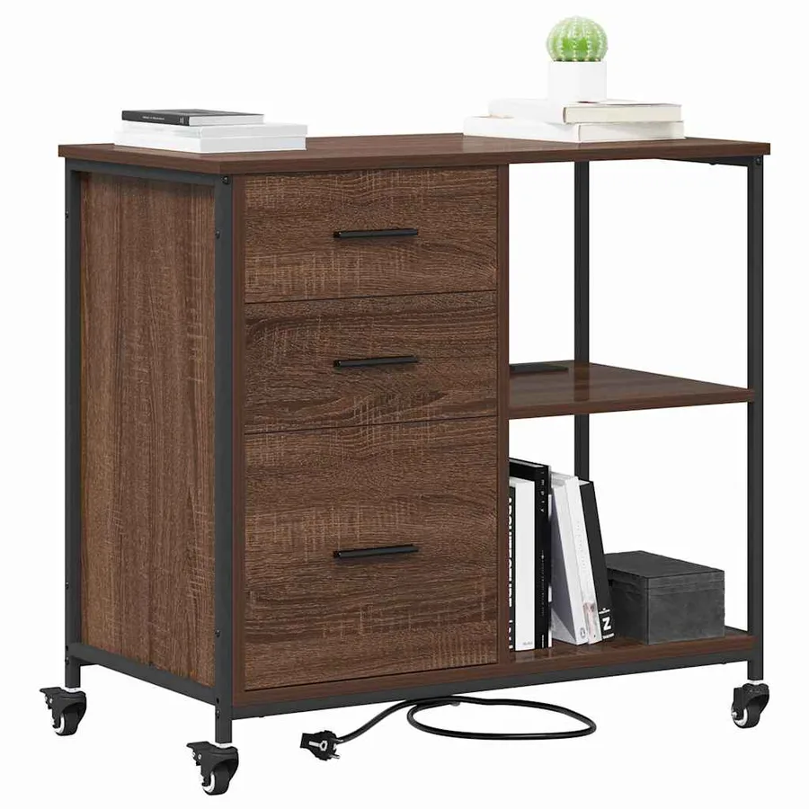 Cabinet avec Station de Charge Chêne brun 76 x 41 x 72 cm - 3