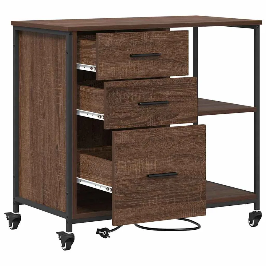 Cabinet avec Station de Charge Chêne brun 76 x 41 x 72 cm - 6
