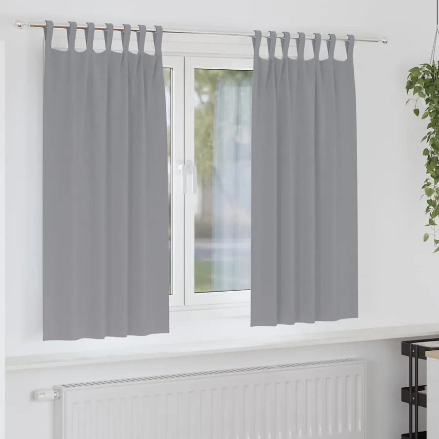 Rideaux occultants avec anneaux 2 pcs Gris clair 175 x 140 cm