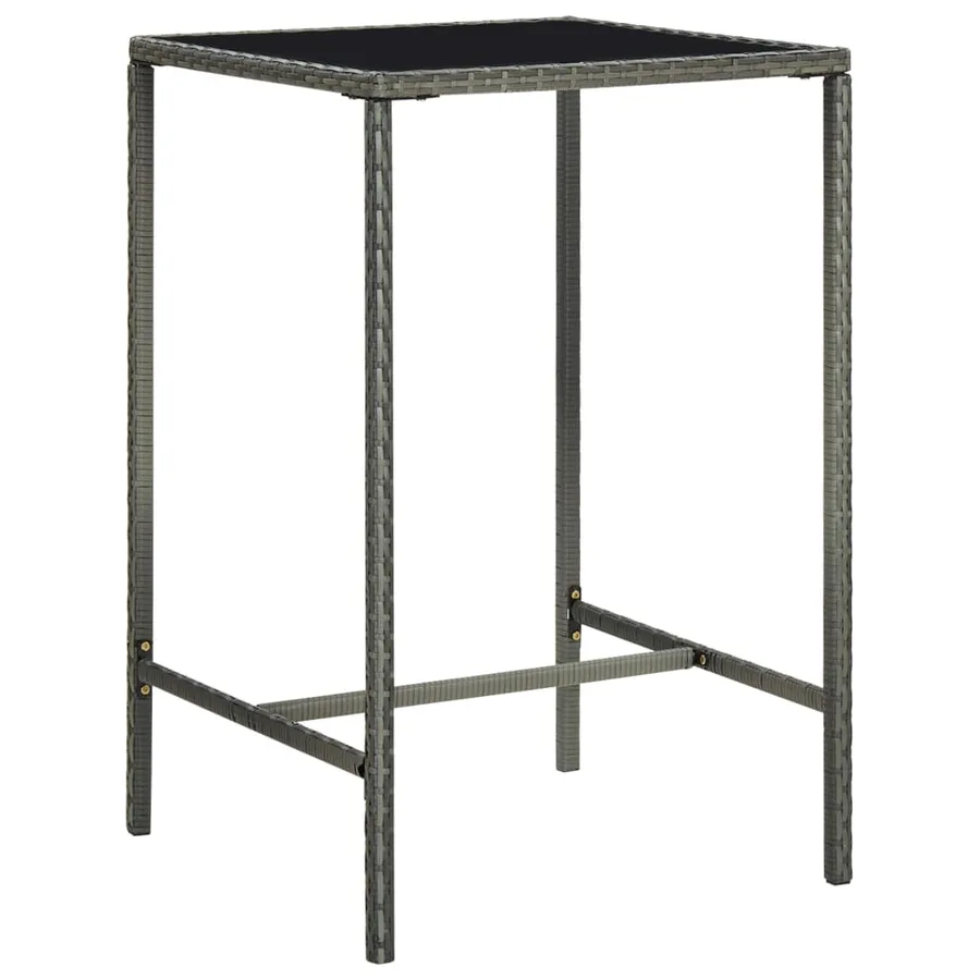 Ensemble de bar de jardin 3 pcs et coussins Résine tressée Gris - 3