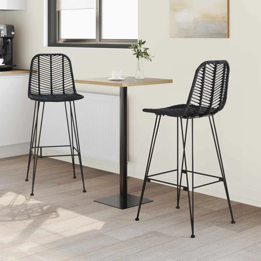 Chaise de bar 2 pcs 44 x 52 x 111 cm Rotin et métal - 3