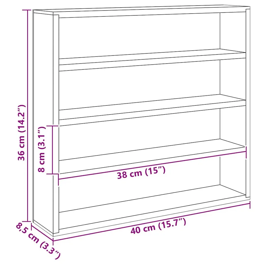 Vitrine Murale Beige 40 x 8,5 x 37 cm Bois d'ingénierie - 11