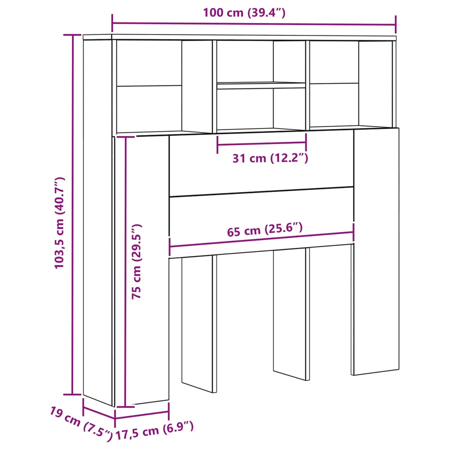 Cabinet de Tête de Lit Chêne artisanal Bois d'ingénierie - 12