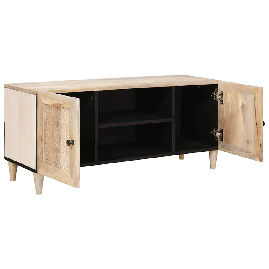 Unites TV avec étagère Blanc 105 x 33 x 46 cm Bois d'ingénierie - 2