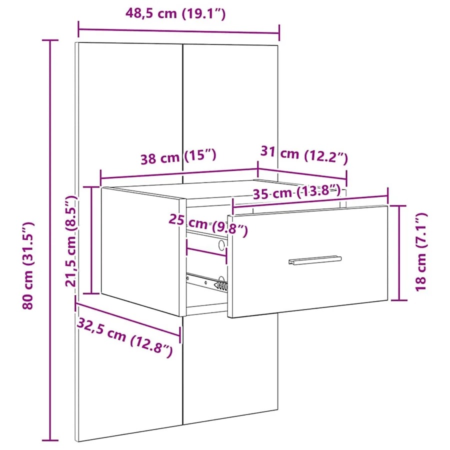 Cabinet de chevet 2 pcs Bois ancien 50 x 32,5 x 80cm - 14