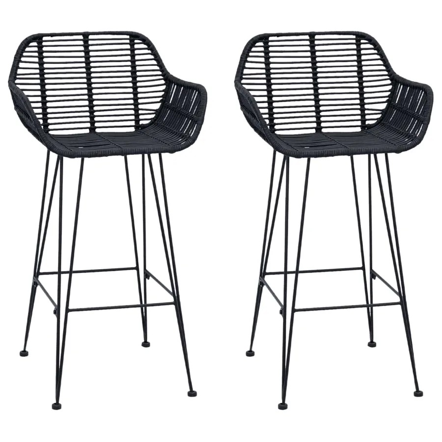 Chaise de bar 2 pcs 55 x 52 x 92 cm Rotin et métal - 2