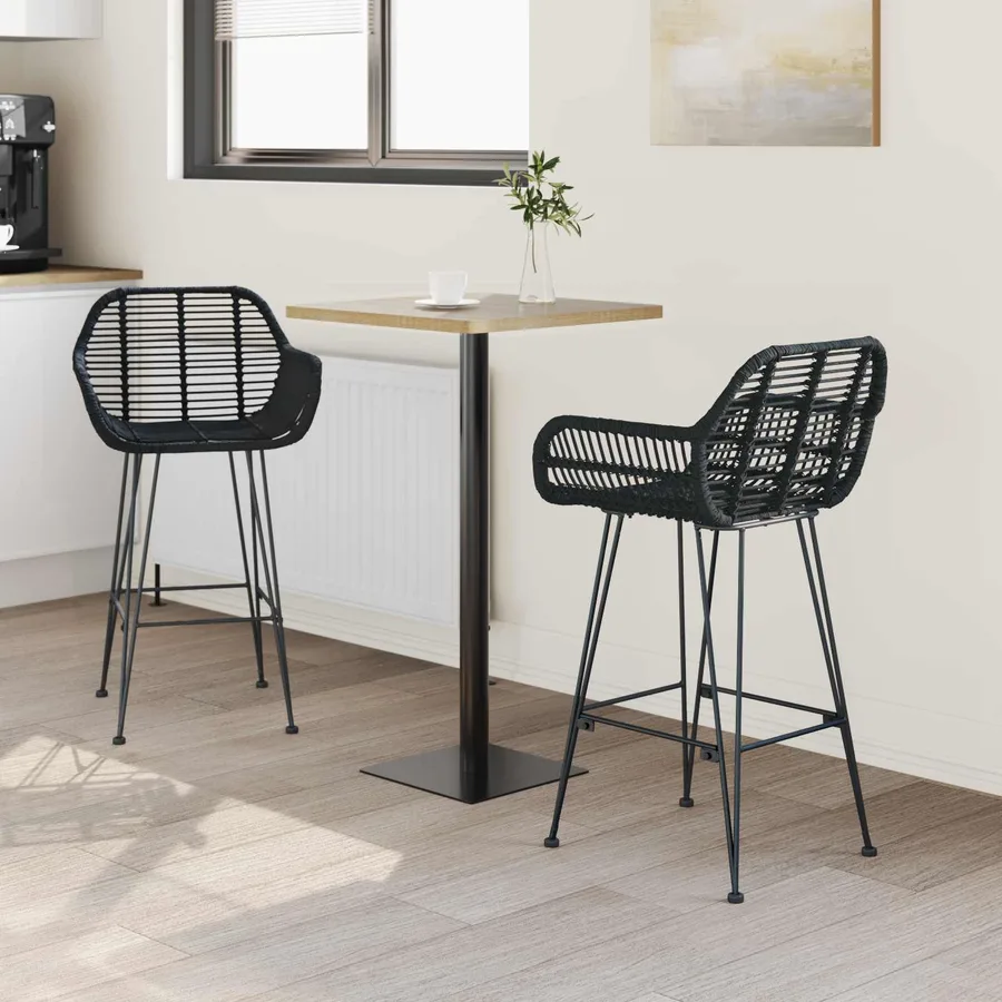 Chaise de bar 2 pcs 55 x 52 x 92 cm Rotin et métal - 3