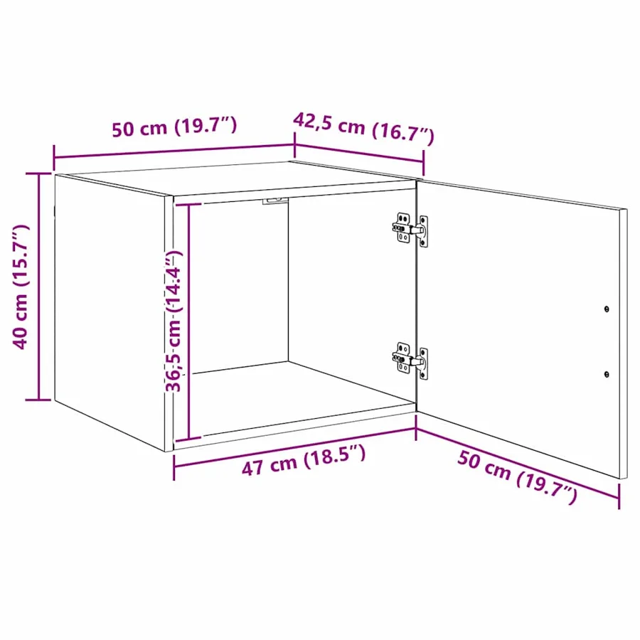 Meuble mural Bois ancien 50 x 42,5 x 40 cm Bois d'ingénierie - 14