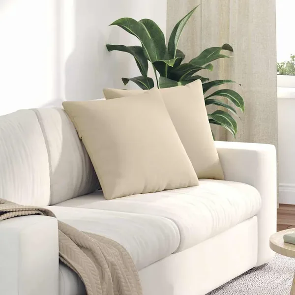 Coussins de canapé 2 pcs Crème 50 x 50 cm tissu