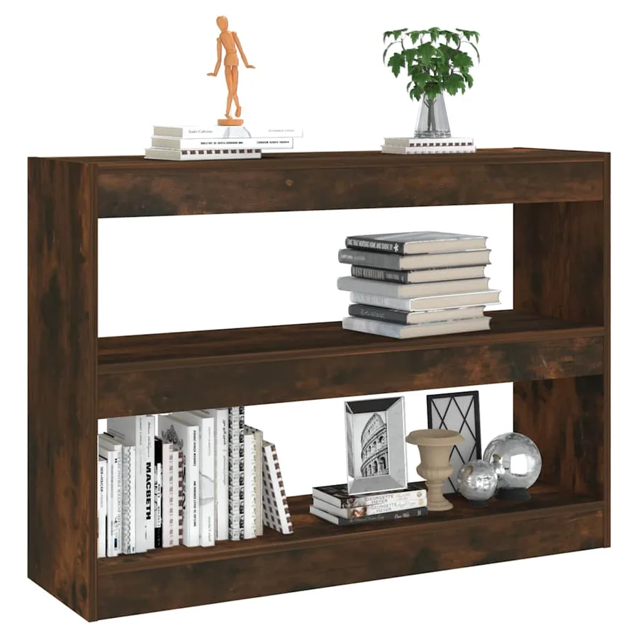 Bibliothèque/Séparateur de pièce chêne fumé 100x30x72 cm - 5