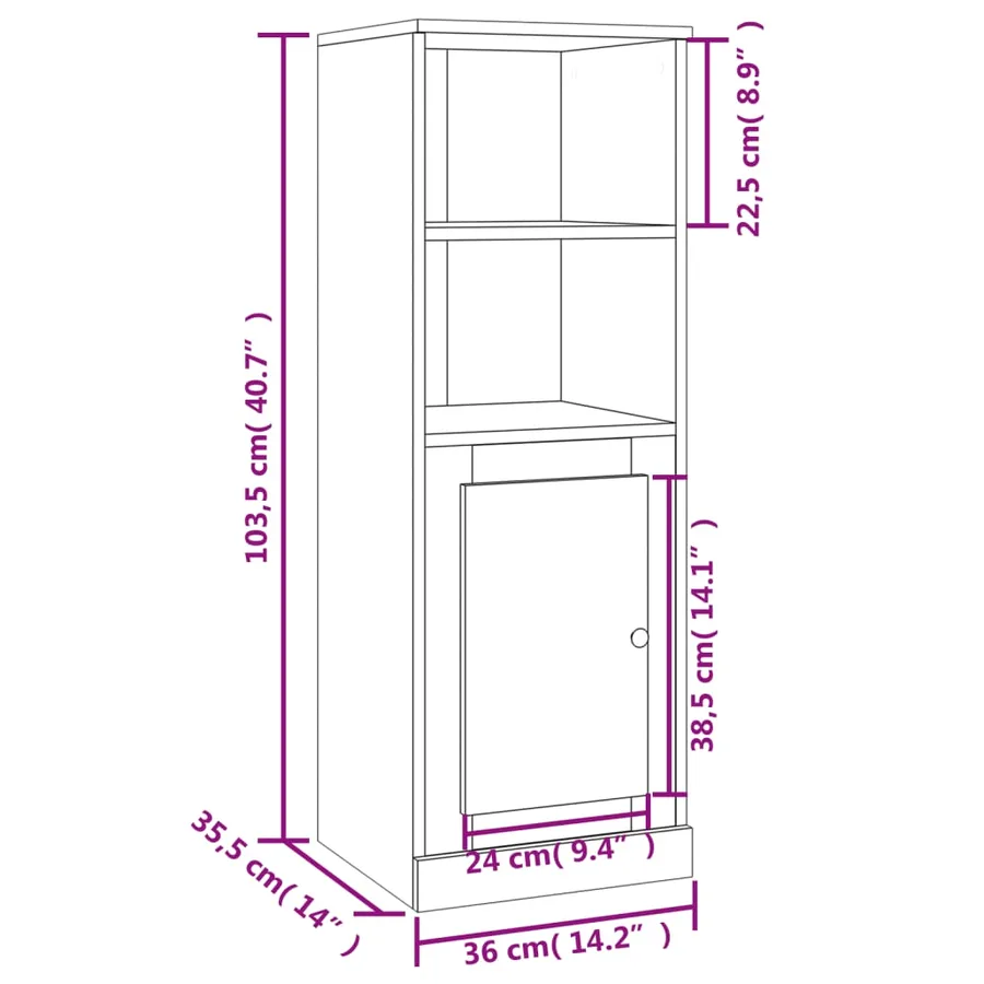 Buffet haut gris béton 36x35,5x103,5 cm bois d'ingénierie - 10