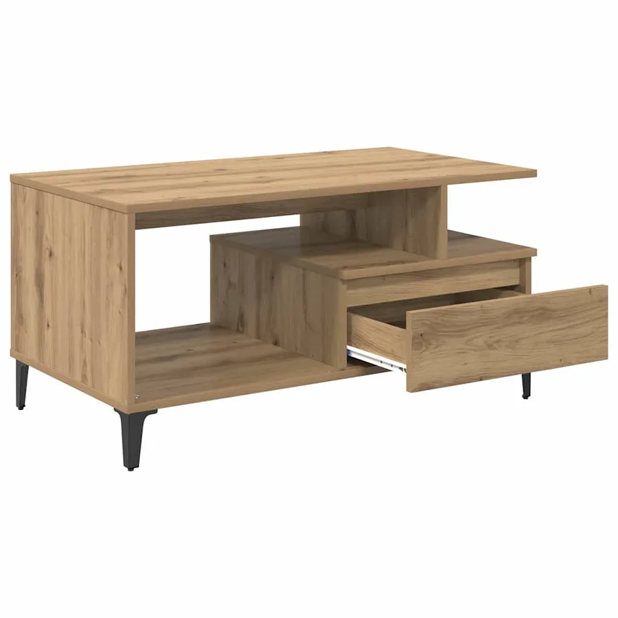 Table basse Chêne artisanal 90 x 49 x 45 cm Bois d'ingénierie - 5