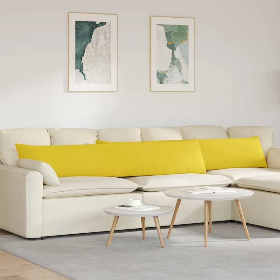 Coussins de canapé 2 pcs Jaune clair 200 x 40 cm tissu