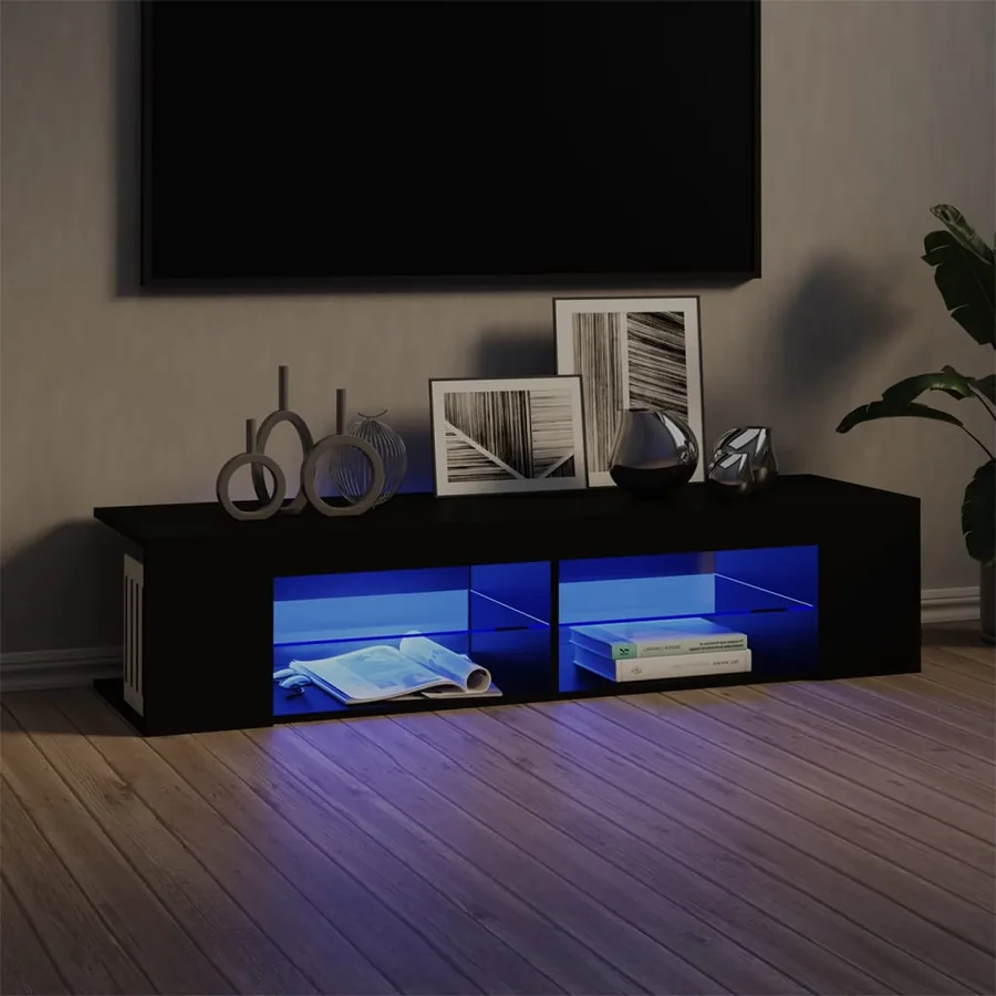 Meuble TV avec lumières LED noir 135x39x30 cm