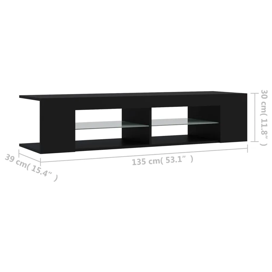 Meuble TV avec lumières LED noir 135x39x30 cm - 14