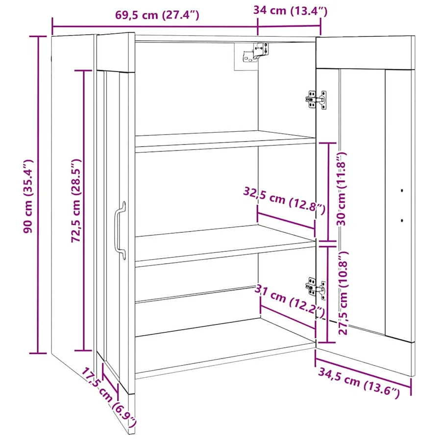 Armoires Murailles 2 pcs Chêne noir 69,5 x 34 x 90 cm - 14