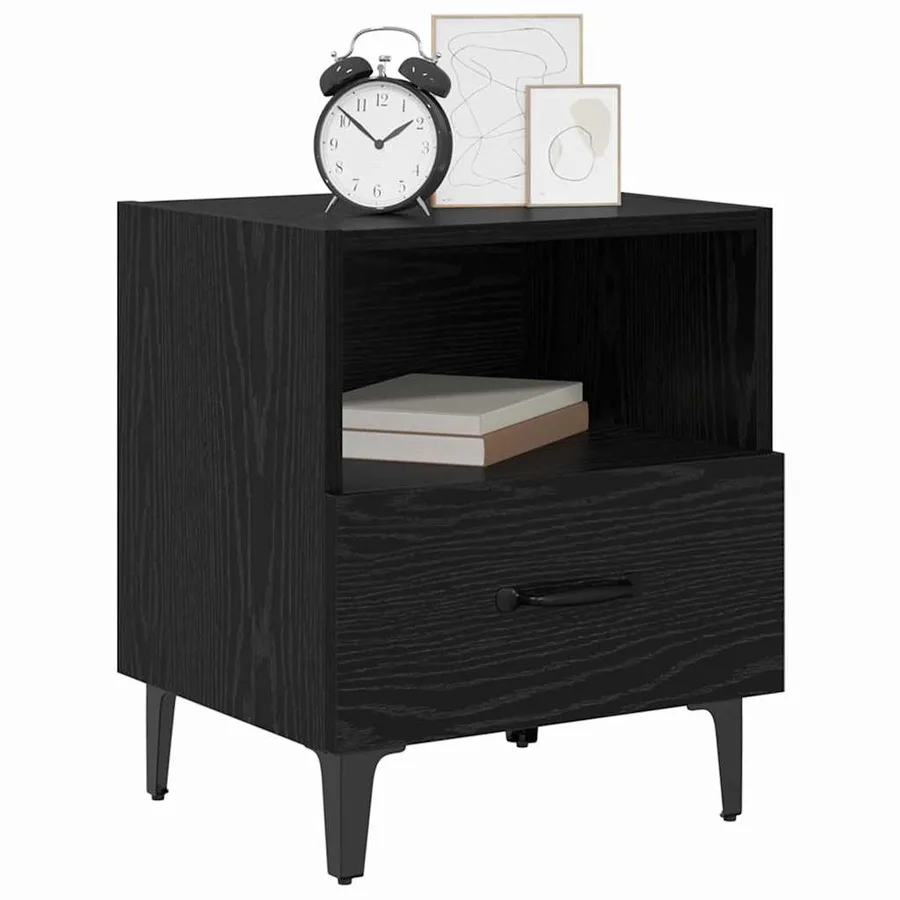 Cabinet de chevet avec tiroir Chêne noir 40 x 35 x 47.5 cm - 3