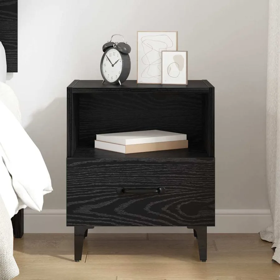 Cabinet de chevet avec tiroir Chêne noir 40 x 35 x 47.5 cm - 4