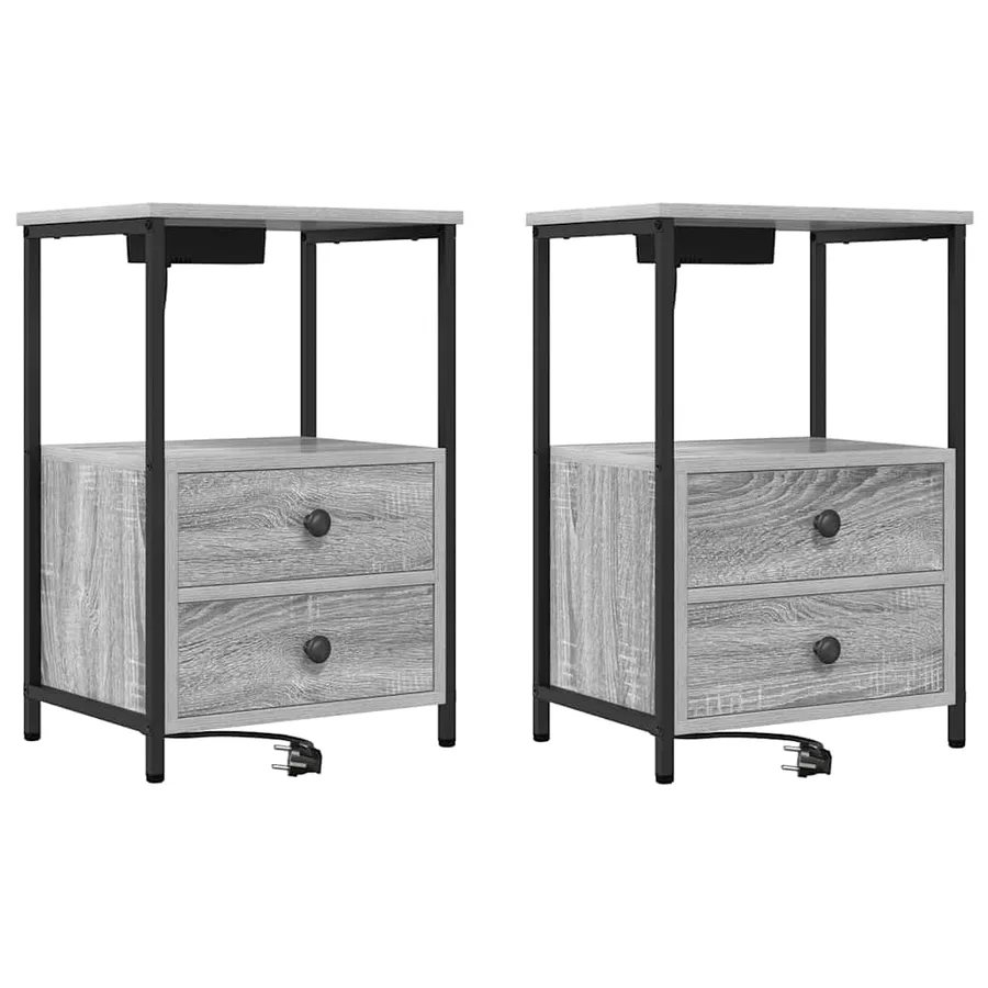 Cabinet de chevet avec tiroir 2 pcs Gris Sonoma 40 x 31 x 60 cm - 2