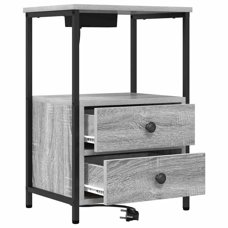 Cabinet de chevet avec tiroir 2 pcs Gris Sonoma 40 x 31 x 60 cm - 5