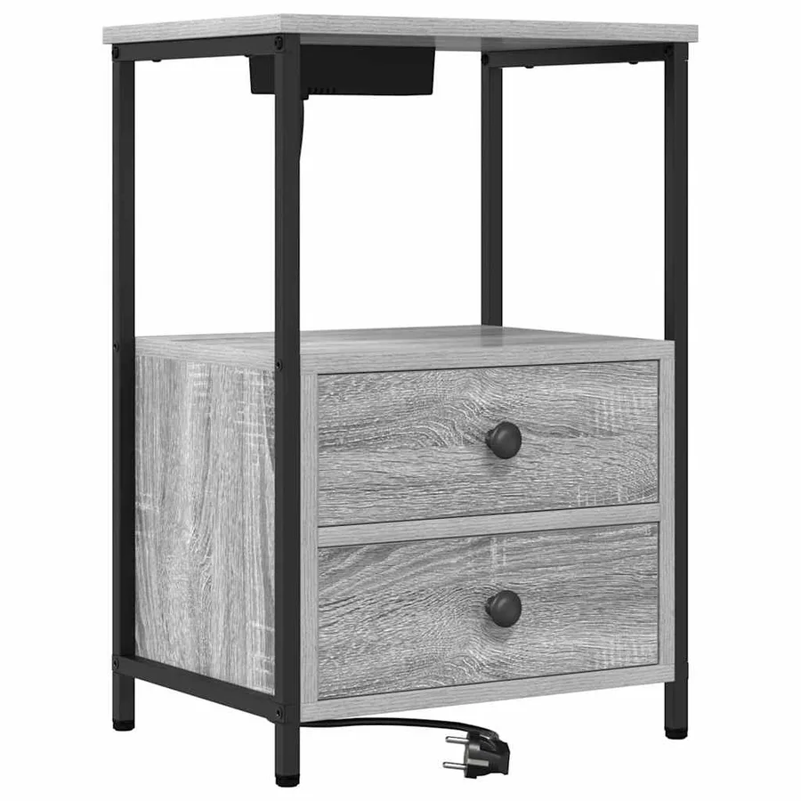 Cabinet de chevet avec tiroir 2 pcs Gris Sonoma 40 x 31 x 60 cm - 6