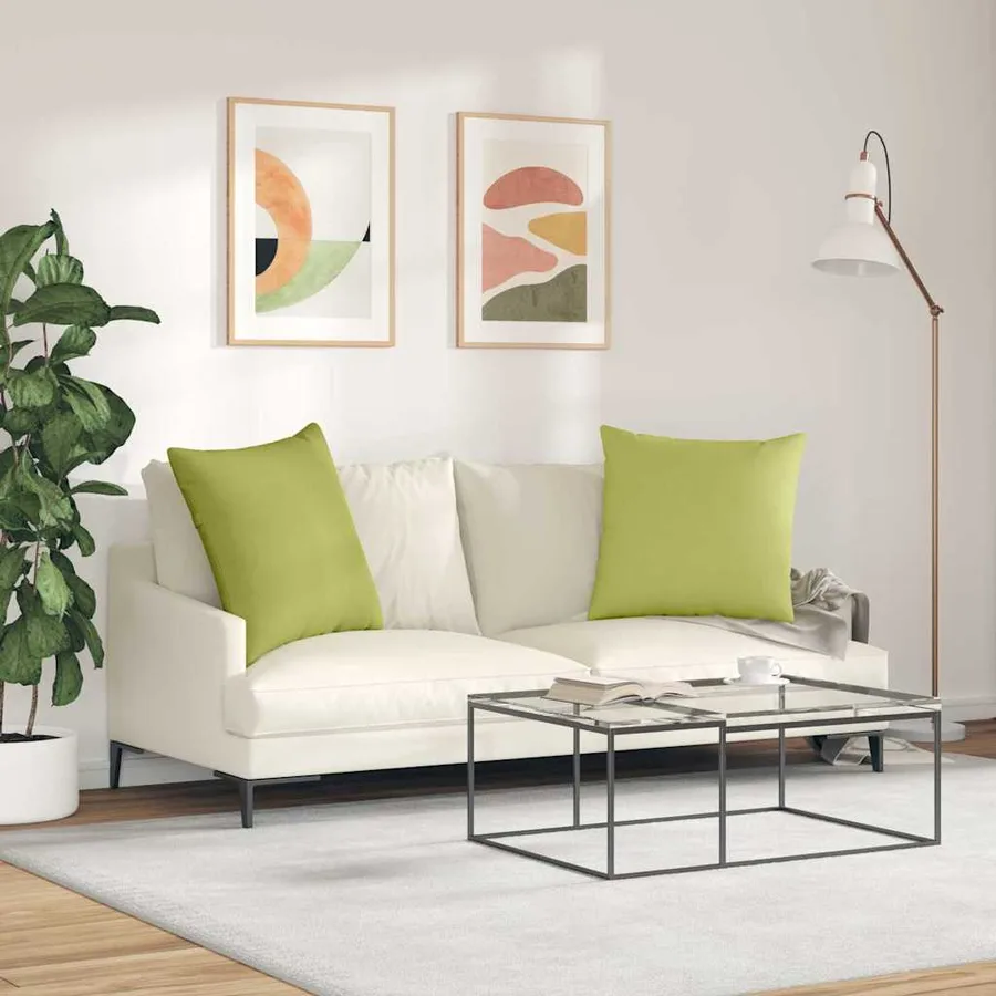 Coussins de canapé 2 pcs Vert clair 80 x 80 cm tissu - 4