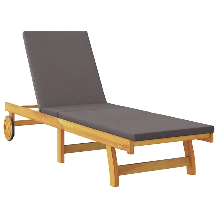 Transat avec coussin Gris foncé Bois d'Acacia Massif - 4