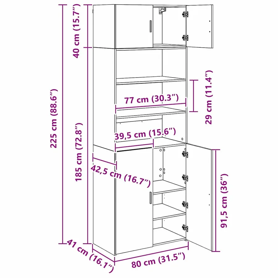 Armoire de rangement Bois Ancien 80 x 42,5 x 225 cm - 11