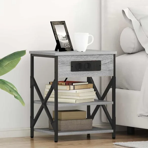 Cabinet de chevet Gris Sonoma 41 x 31 x 51 cm Bois d'ingénierie