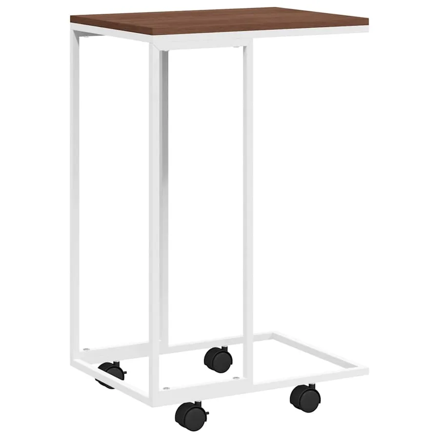 Table d'appoint avec roues Blanc 40x30x63,5cm Bois d'ingénierie - 2