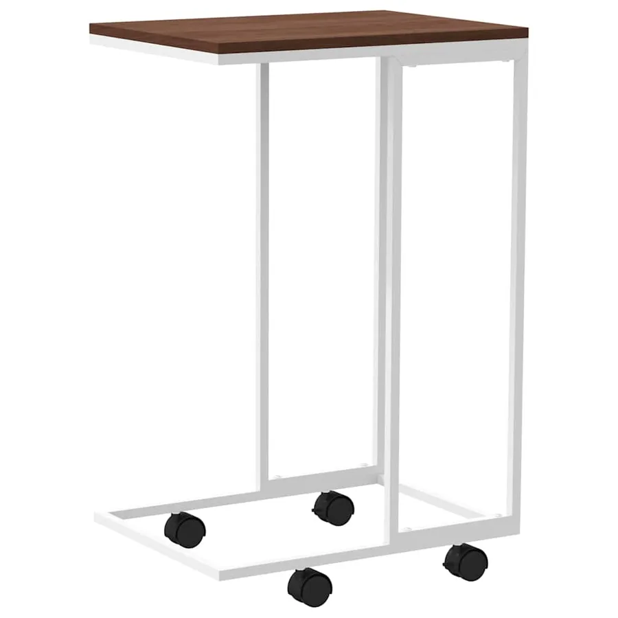 Table d'appoint avec roues Blanc 40x30x63,5cm Bois d'ingénierie - 6