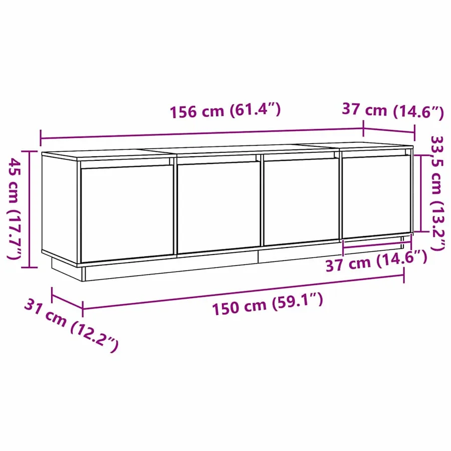 Meuble TV Marron 156 x 37 x 45 cm Bois d'ingénierie - 14