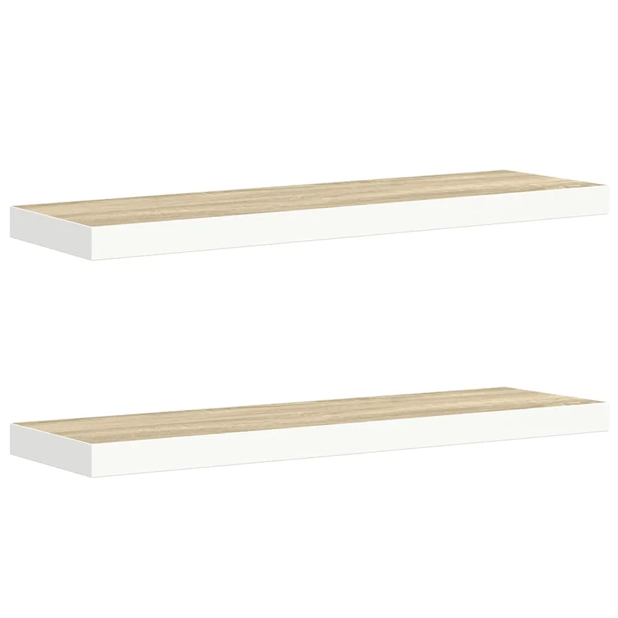 Étagères flottantes 2 pcs Chêne et blanc 90x23,5x3,8 cm MDF - 2