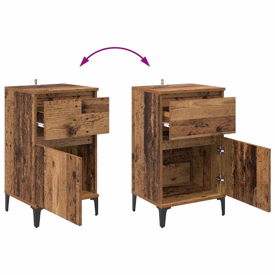 Cabinet de chevet Bois ancien 40 x 35 x 70 cm Bois d'ingénierie - 12