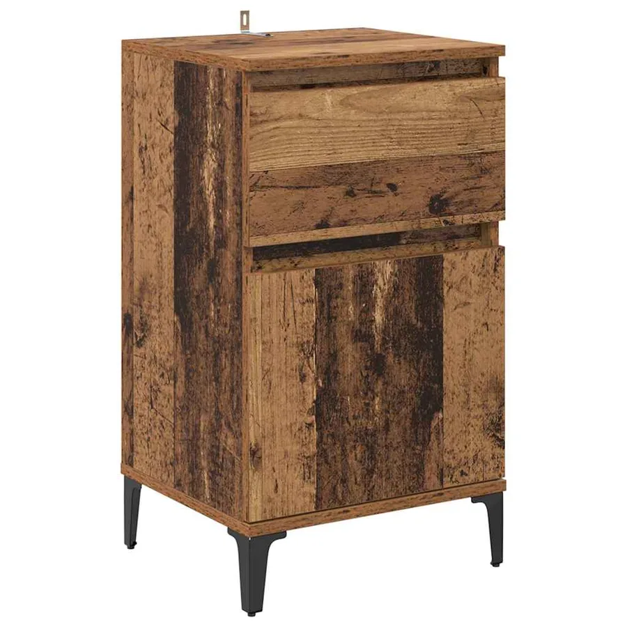 Cabinet de chevet Bois ancien 40 x 35 x 70 cm Bois d'ingénierie - 2