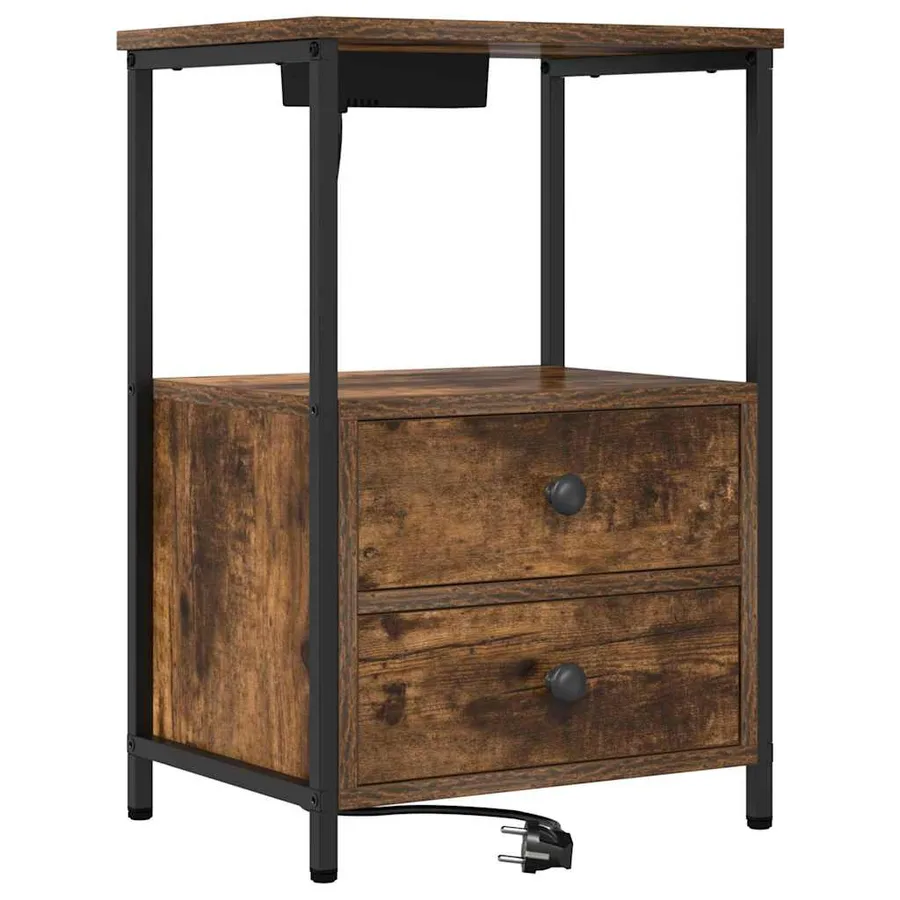 Cabinet de chevet avec tiroir 2 pcs Chêne fumé 40 x 31 x 60 cm - 6