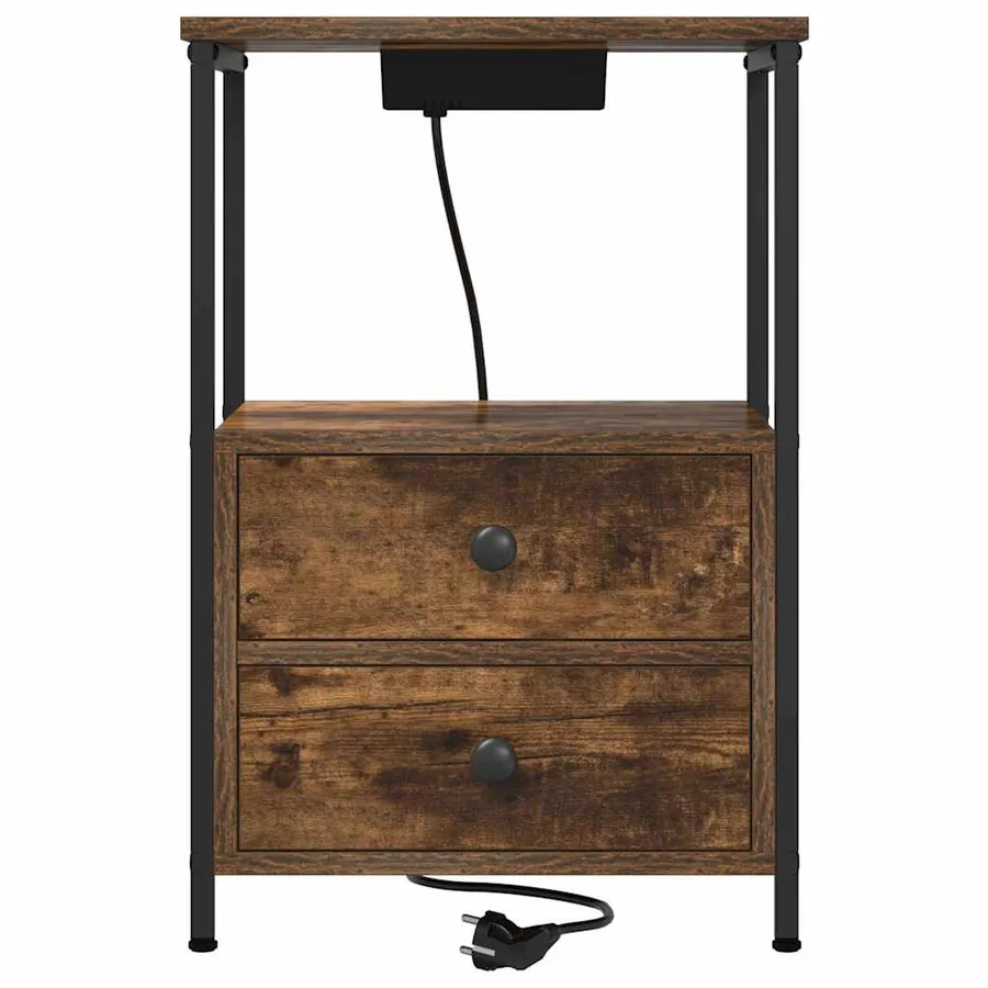 Cabinet de chevet avec tiroir 2 pcs Chêne fumé 40 x 31 x 60 cm - 7