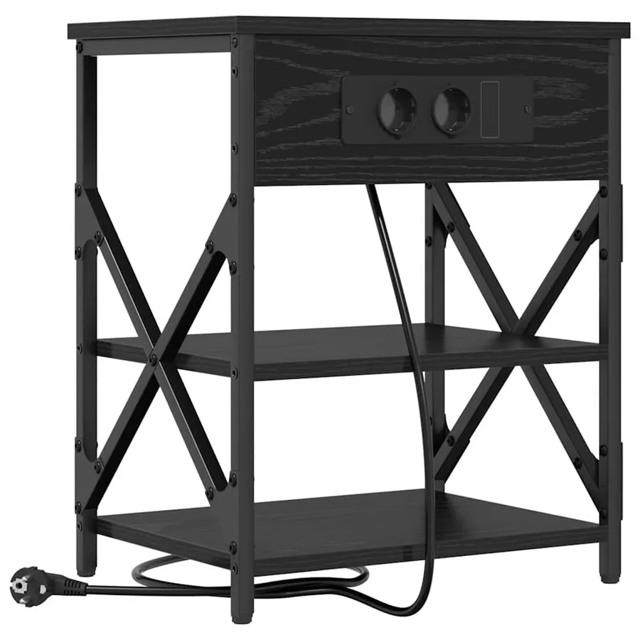 Cabinet de chevet avec étagère 2 pcs Chêne noir 41 x 31 x 51 cm - 5