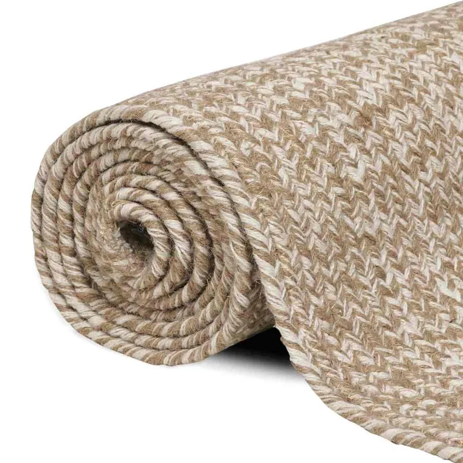 Tapis de surface Naturel et Blanc 100 x 200 cm Jute - 2