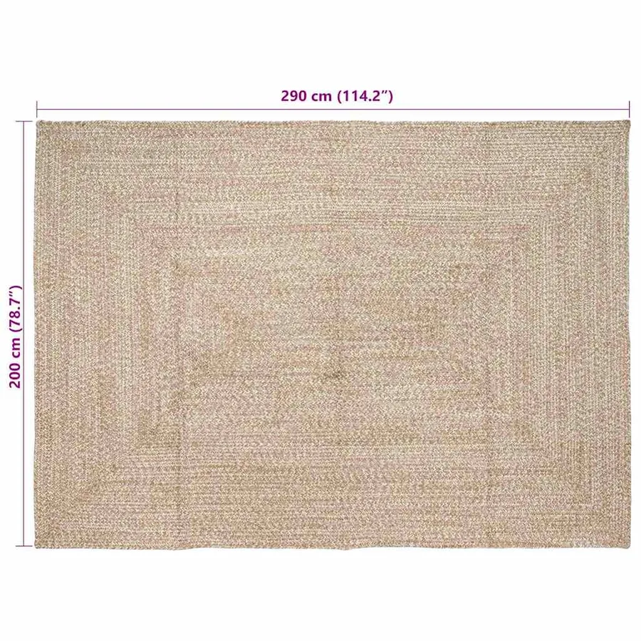 Tapis de surface Naturel et Blanc 200 x 290 cm Jute - 8