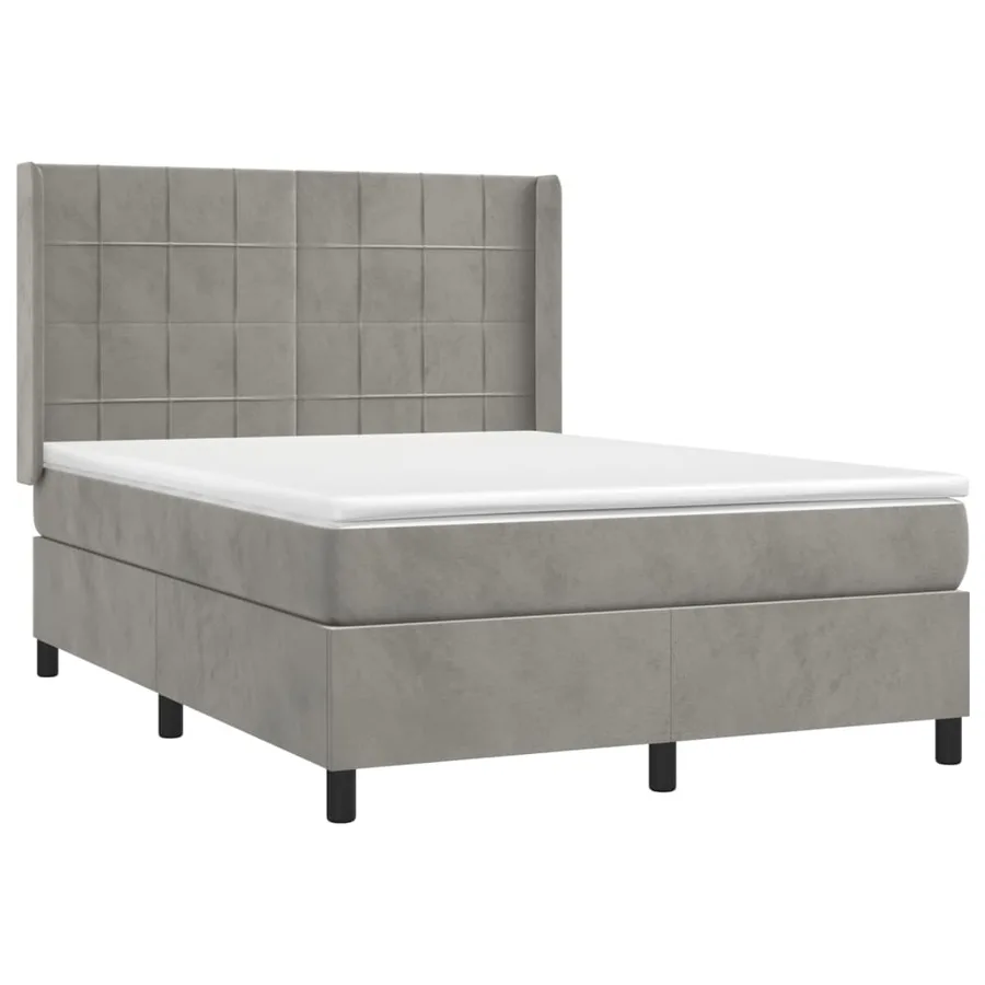 Sommier à lattes de lit matelas et LED Gris clair 140x190 cm - 4