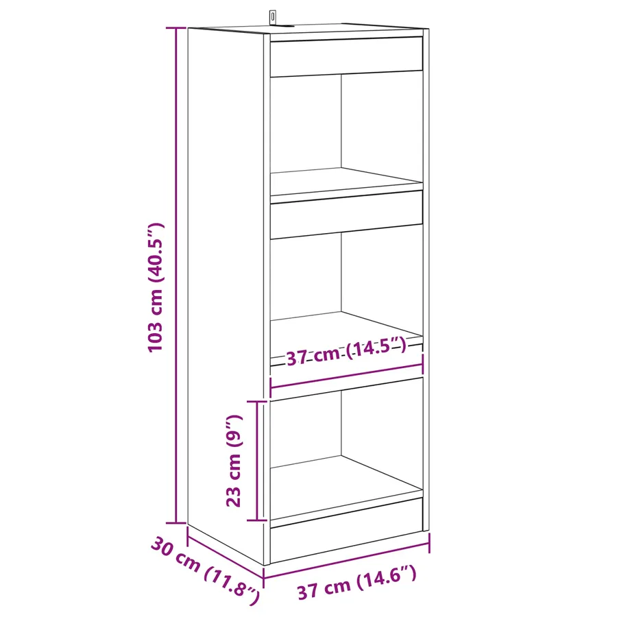Bibliothèque 3 niveaux 37 x 30 x 103 cm Bois d'ingénierie - 12