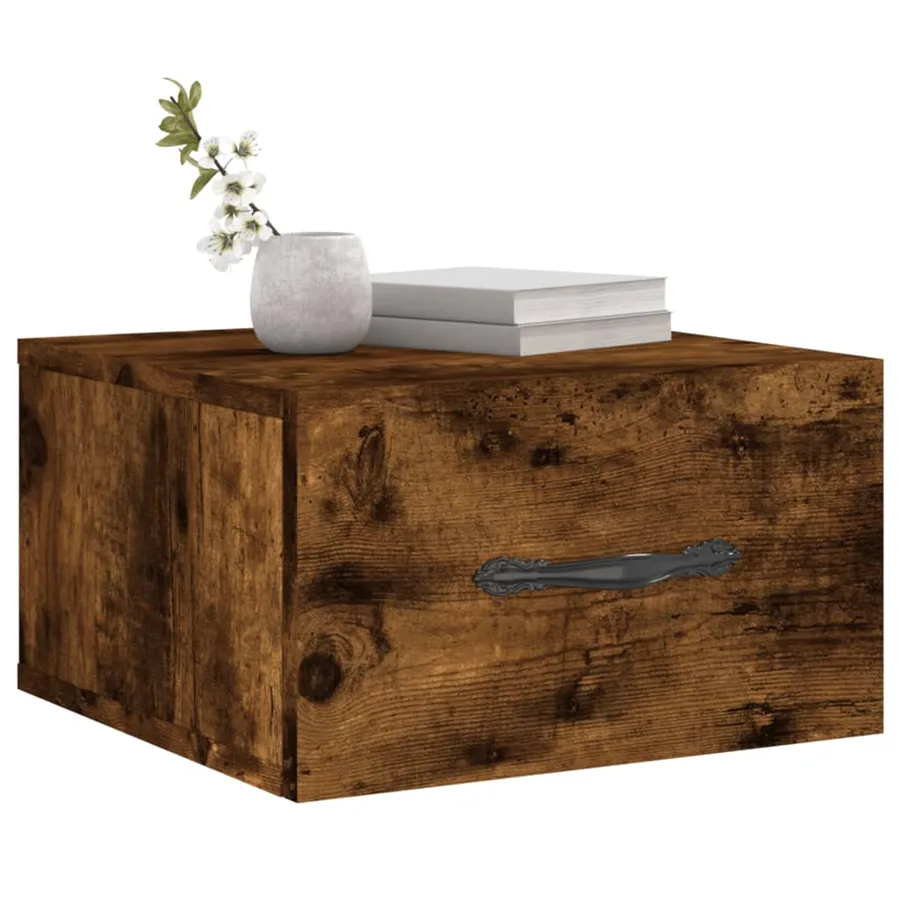 Table de chevet murale chêne fumé 35x35x20 cm - 3