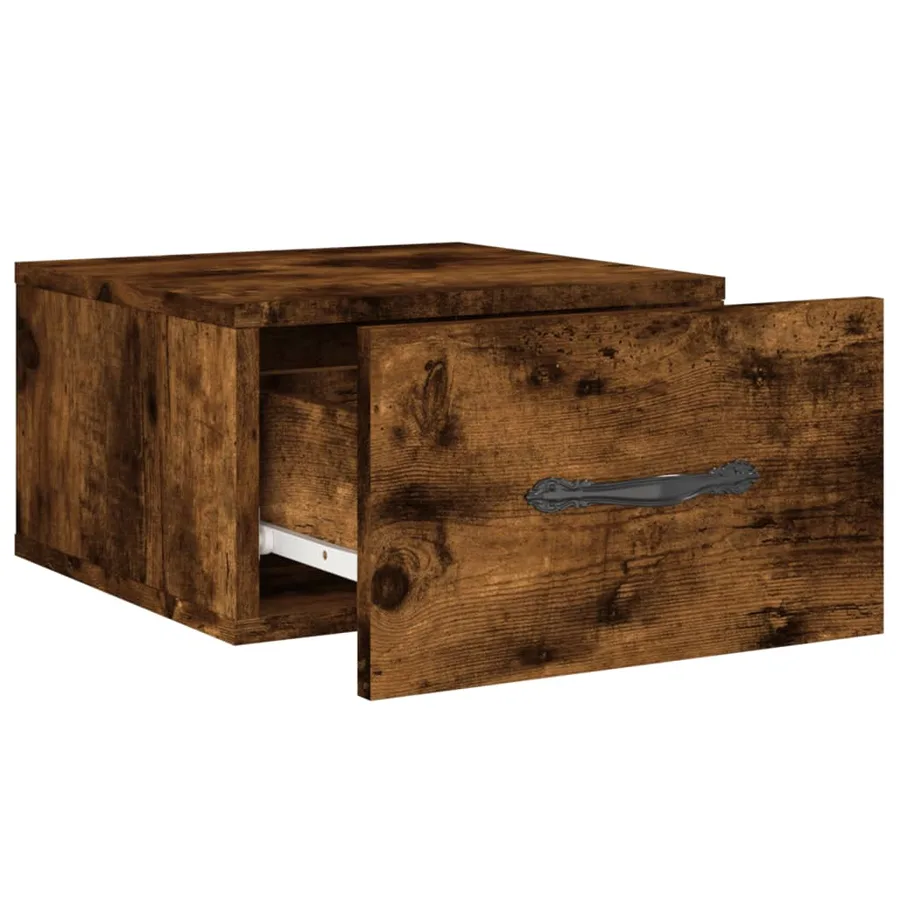 Table de chevet murale chêne fumé 35x35x20 cm - 6