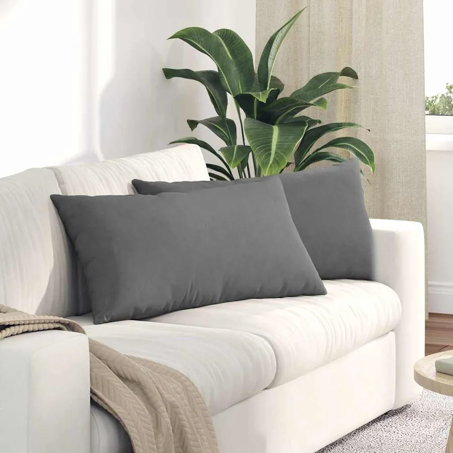 Coussins de canapé 2 pcs Gris foncé 80 x 40 cm tissu